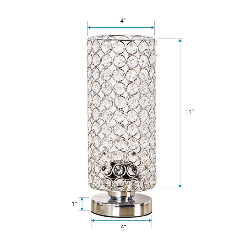 Lampada da tavolo in cristallo - Luce notturna moderna con finitura cromata