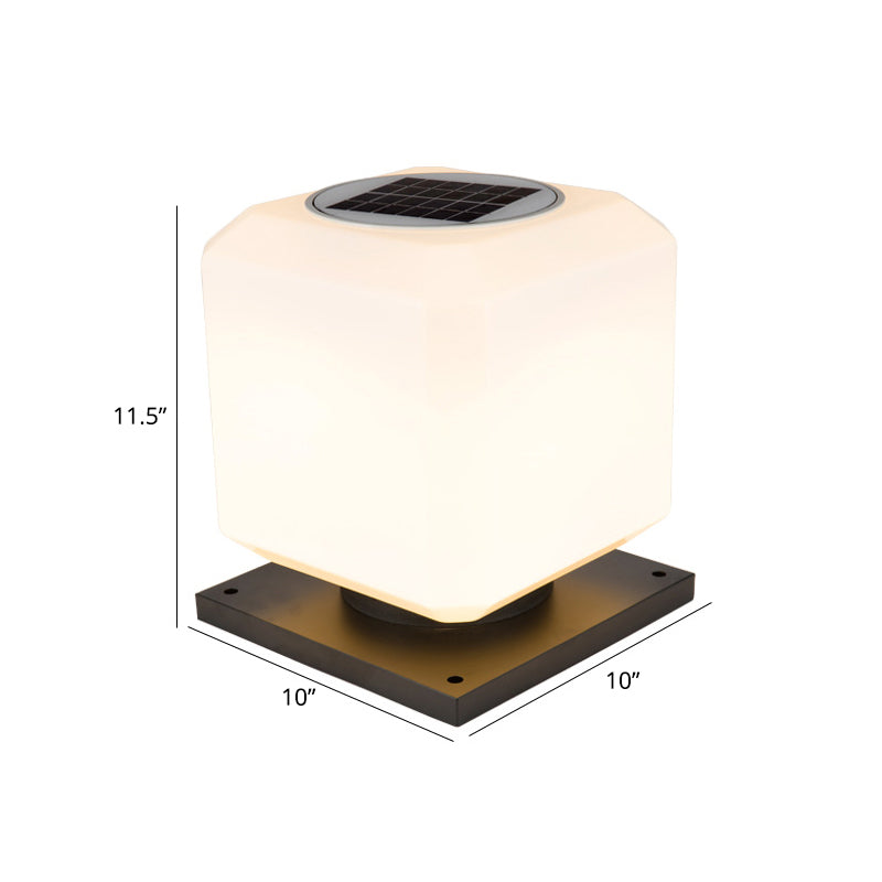 Lampione Stradale a Forma di Cubo in Acrilico - Lampada da Giardino a LED Solare Bianca
