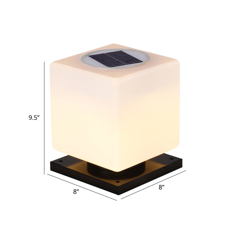 Lampione Stradale a Forma di Cubo in Acrilico - Lampada da Giardino a LED Solare Bianca