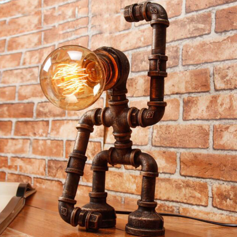Lampada da tavolo robot Industrieel Heracles - Lampada da notte retrò in bronzo