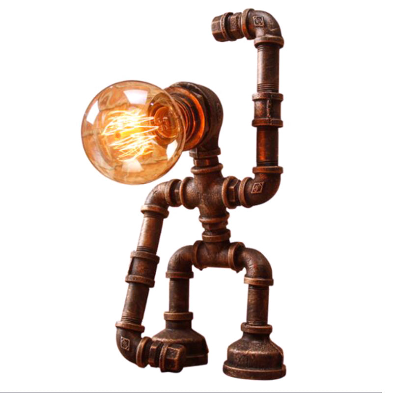 Lampada da tavolo robot Industrieel Heracles - Lampada da notte retrò in bronzo