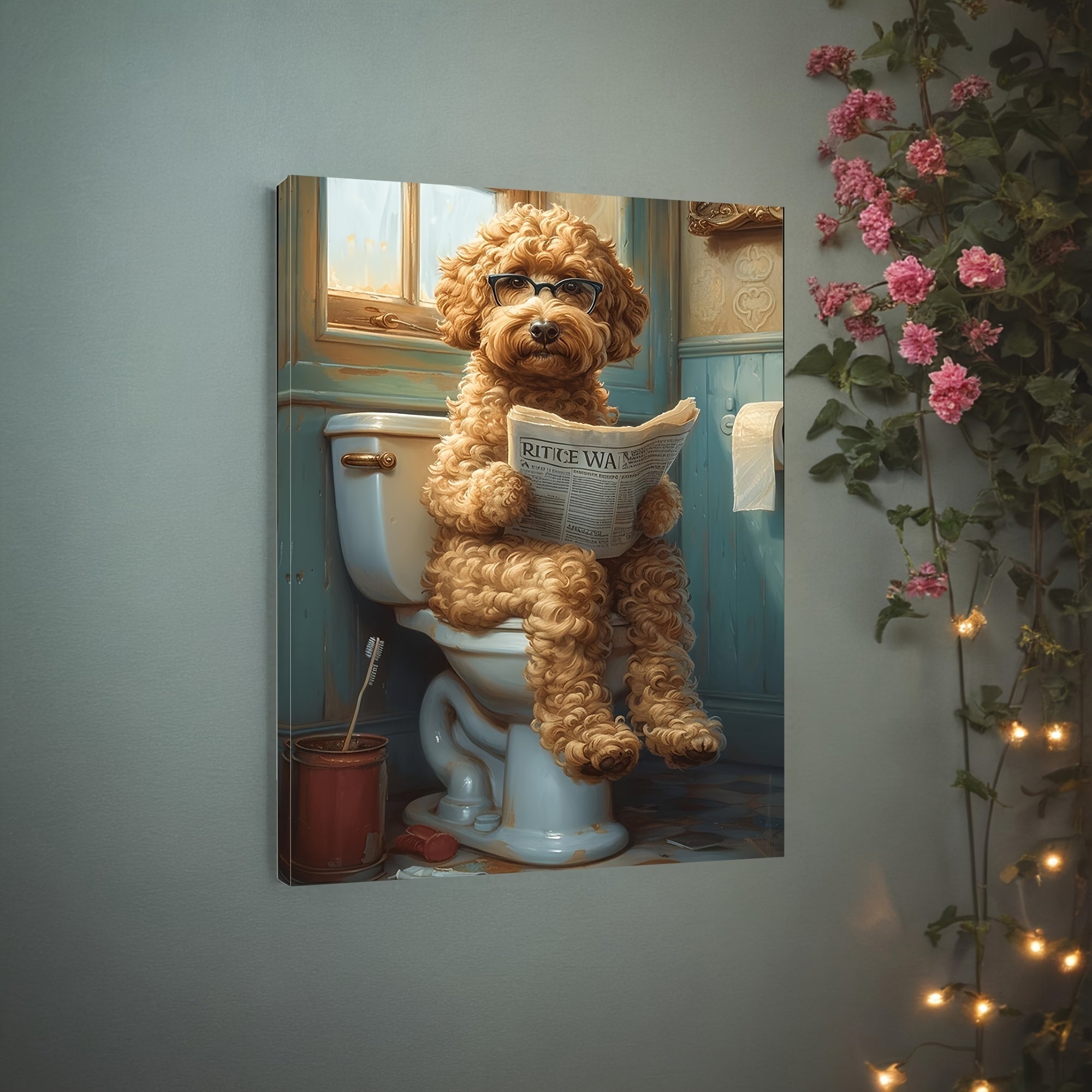 Tela Goldendoodle per Bagno - Decorazione Murale Umoristica