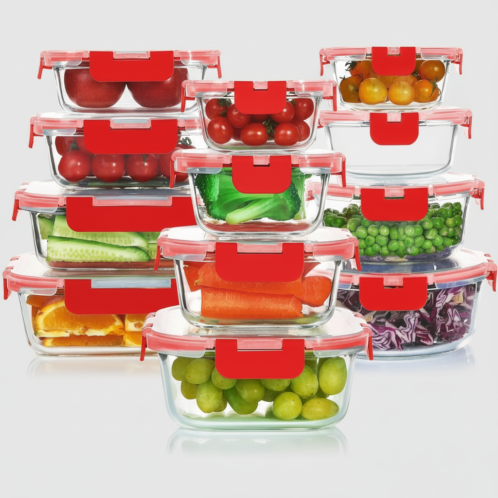 24-Piece Airtight Glass Food Storage Containers Set 6