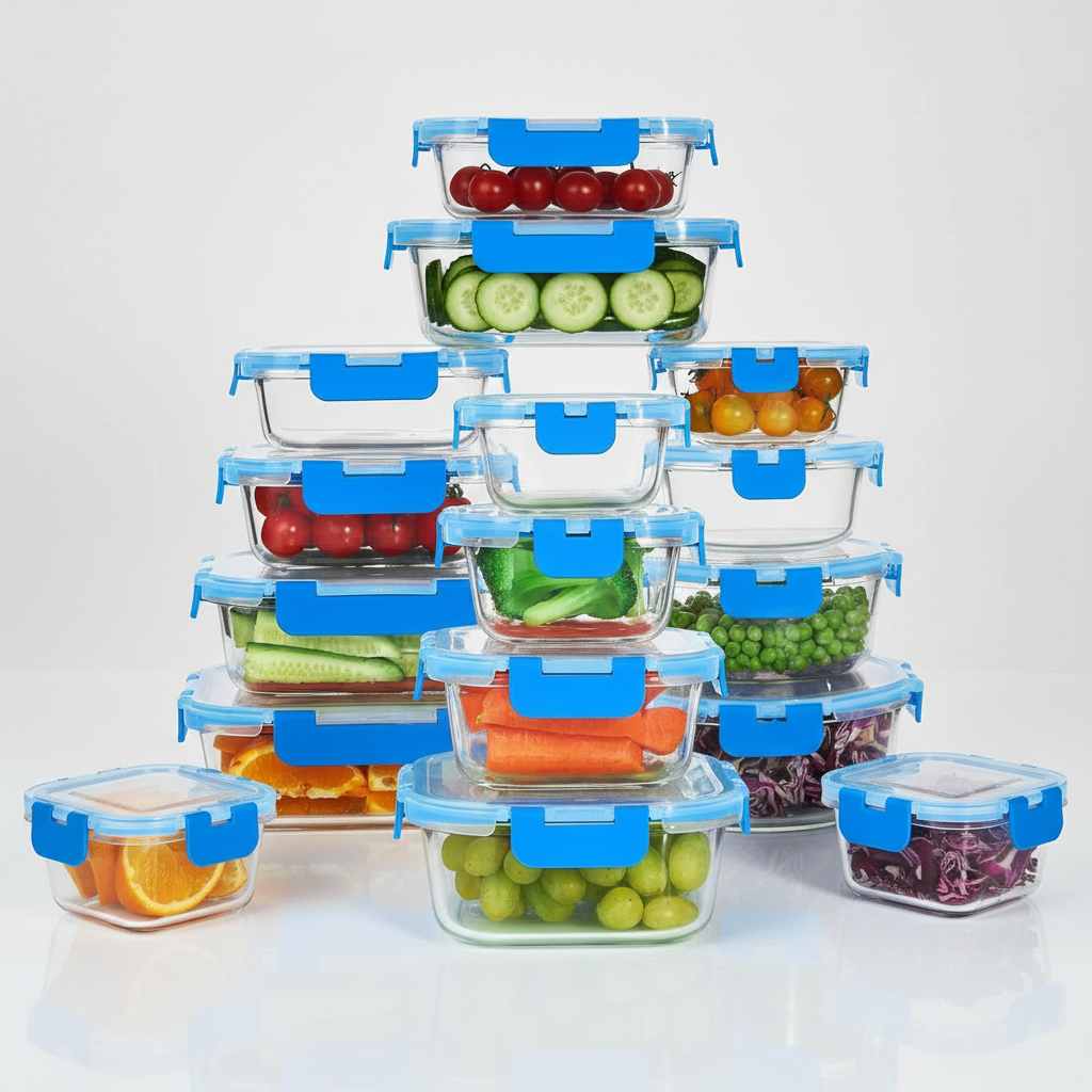 24-Piece Airtight Glass Food Storage Containers Set 8