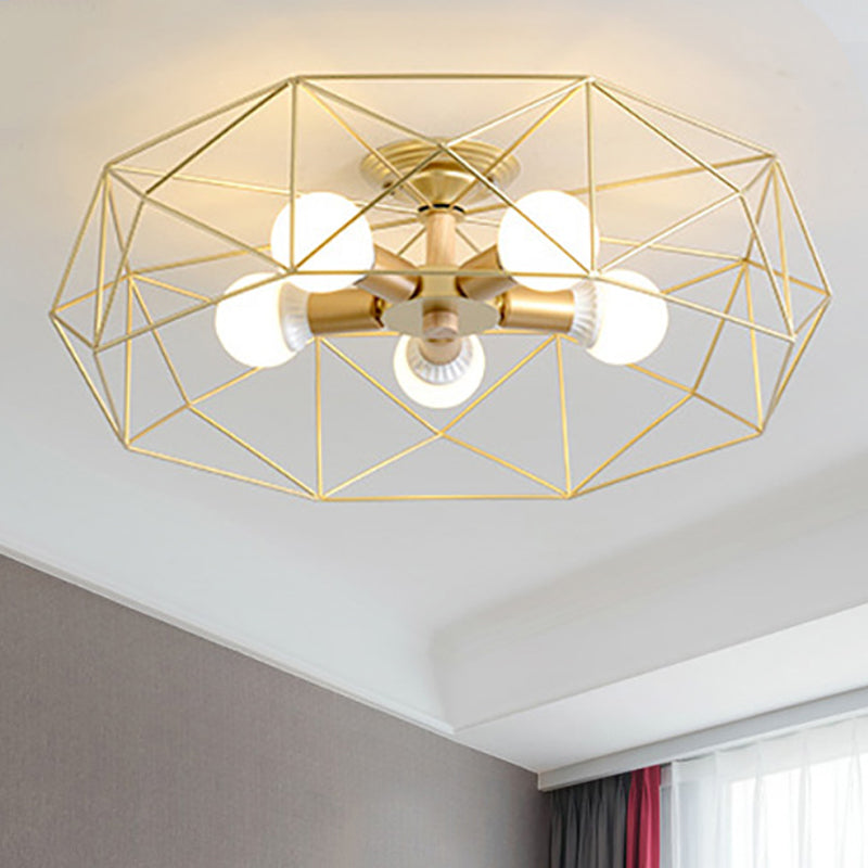 GeoLight – Lampada da soffitto semi-incassata geometrica con gabbia in filo metallico
