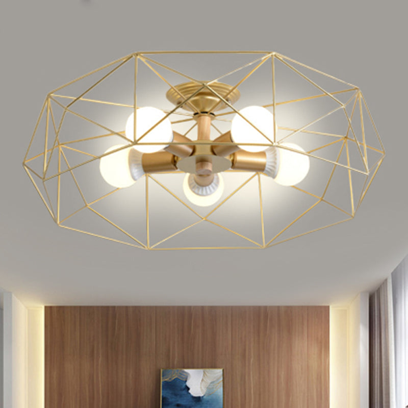 GeoLight – Lampada da soffitto semi-incassata geometrica con gabbia in filo metallico