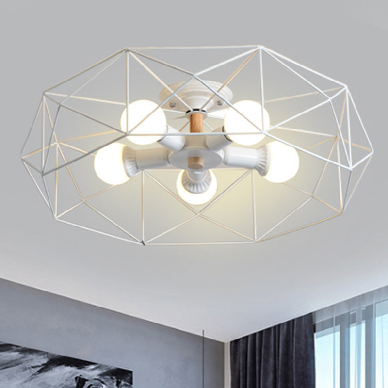 GeoLight – Lampada da soffitto semi-incassata geometrica con gabbia in filo metallico