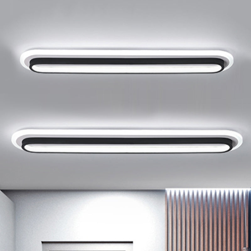 Ovale LED Plafondlamp Zwart/Wit met Acryl Diffuser