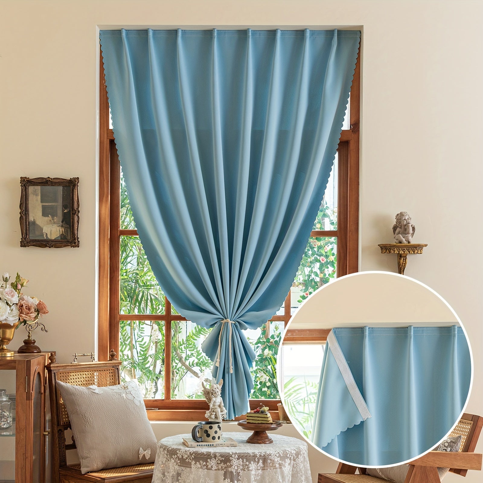 1 Piece Blackout Curtains - Self-Adhesive Window Covering for Bedroom and Living Room