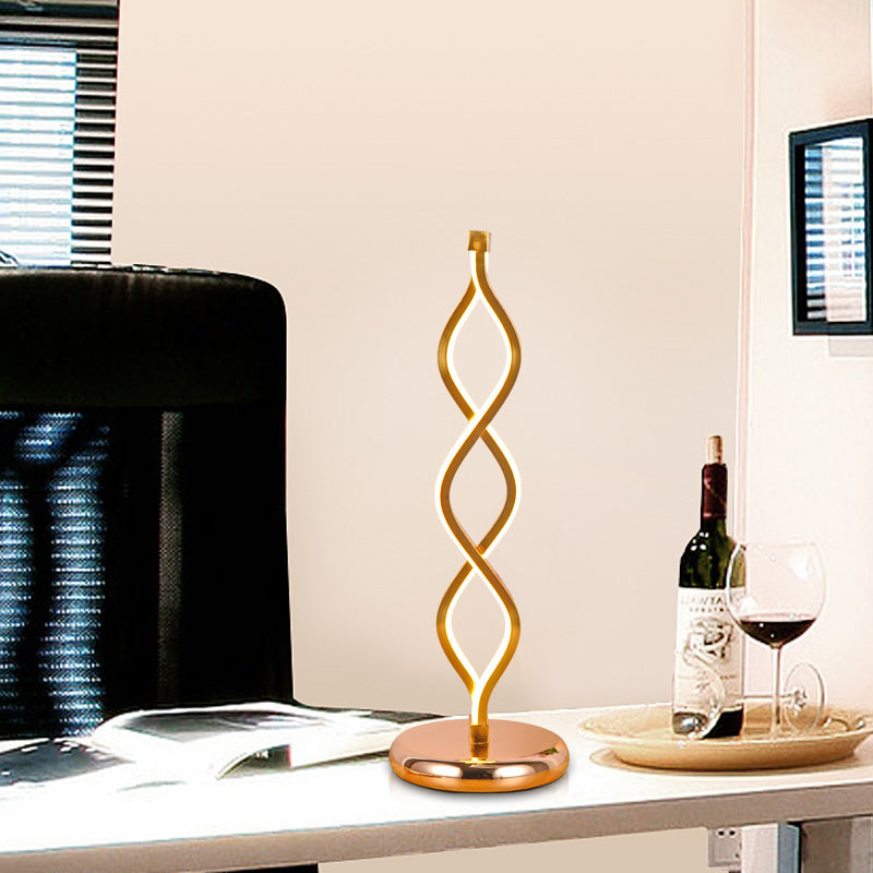 GoldWave - Lampada da tavolo LED in stile Arte Deco con striscia dorata ondulata
