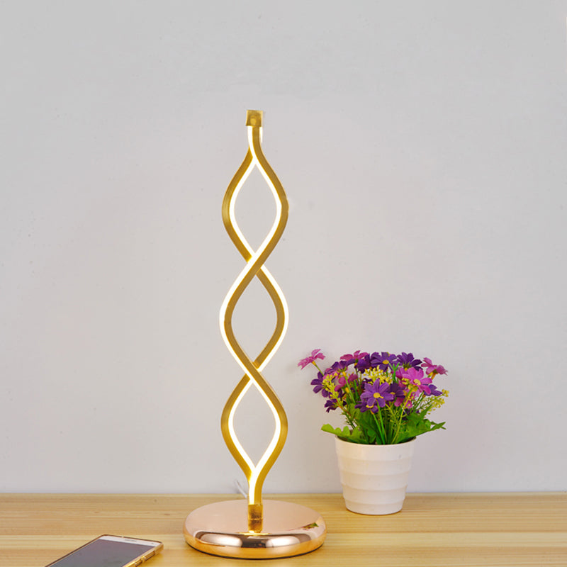 GoldWave - Lampada da tavolo LED in stile Arte Deco con striscia dorata ondulata