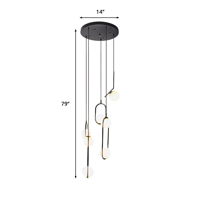 Candeeiro de Teto Multi Luz - Candeeiro Suspenso Moderno de Vidro Preto para Escada