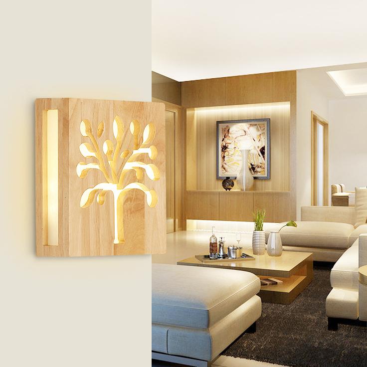 NatureShine - Lámpara de pared LED moderna de madera maciza con motivo lúdico