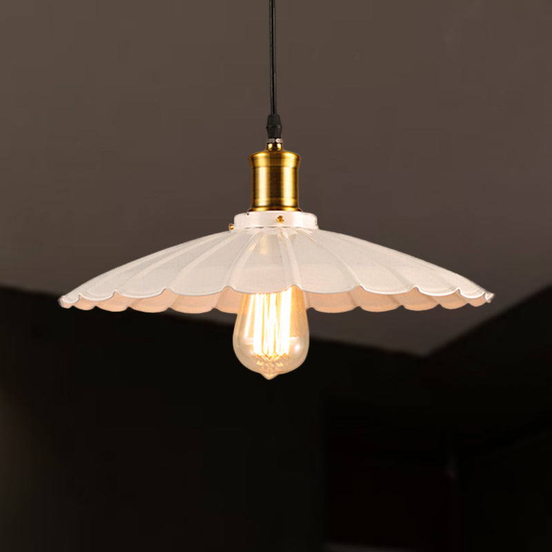 Lampada a sospensione industriale ondulata 1 luce in nero/bianco