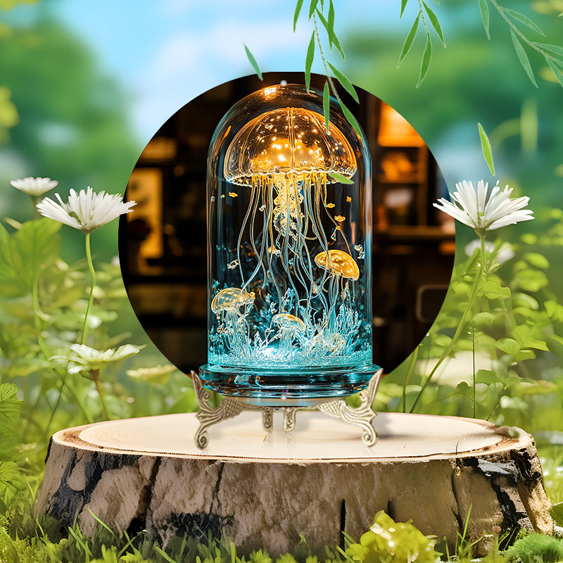 CrystalJelly - Lâmpada Artística de Água-viva em Vidro com Desenho Circular