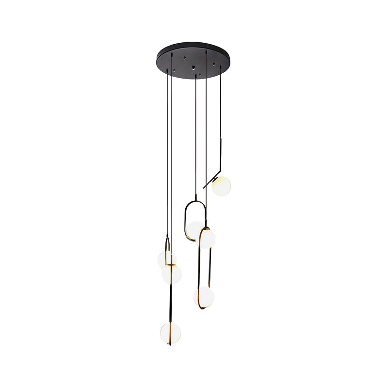 Candeeiro de Teto Multi Luz - Candeeiro Suspenso Moderno de Vidro Preto para Escada