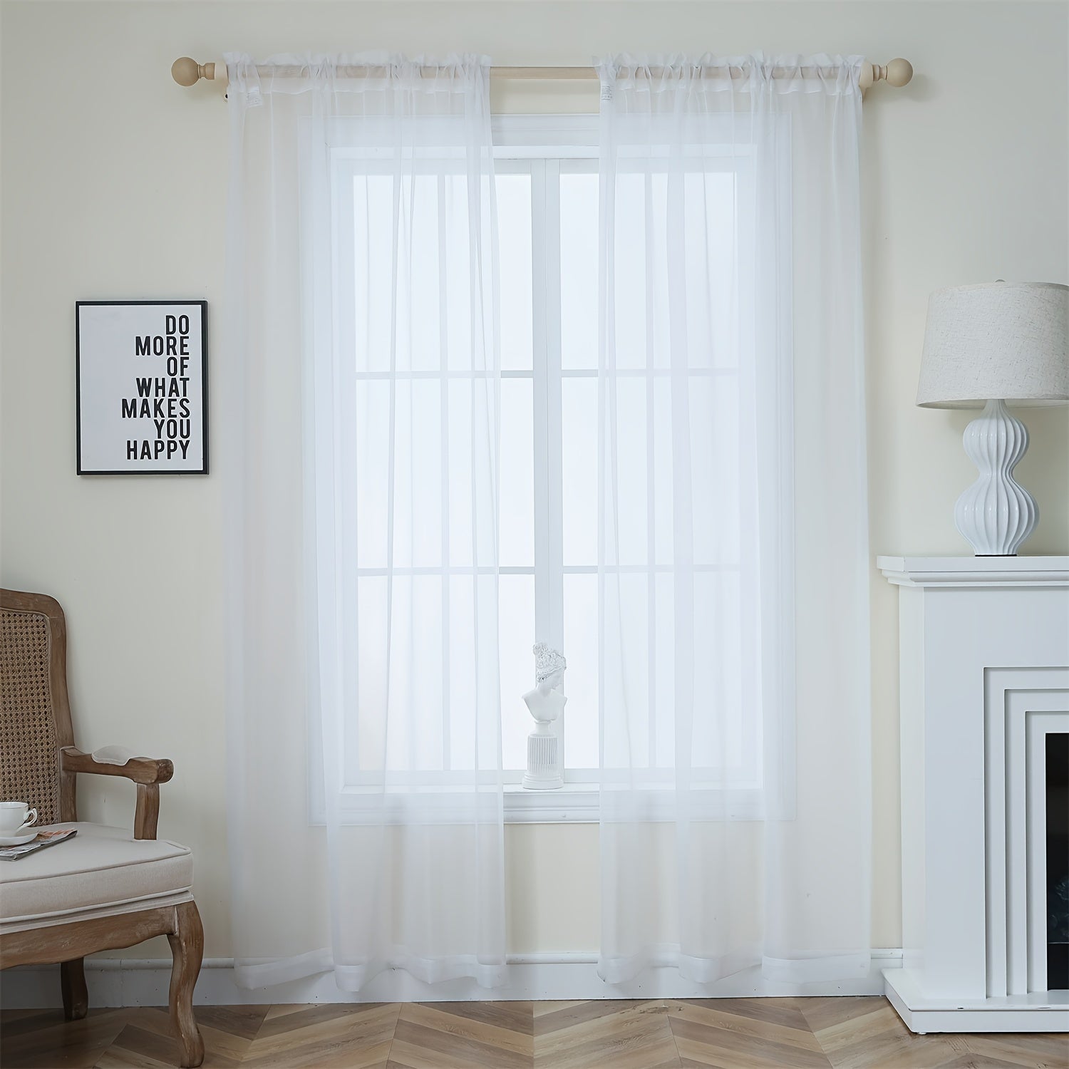 Cortinados Semi-transparentes - Pack de 2 Cortinados Leves e Respiráveis em Poliéster para Quarto e Portas de Terraço