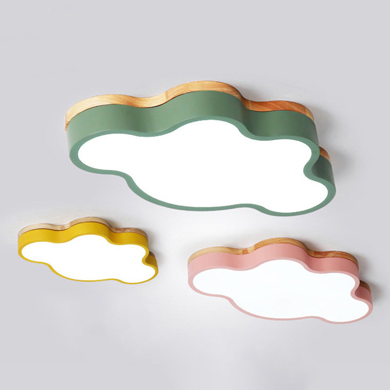 CloudLight – Lampada da soffitto LED in acrilico a forma di nuvola con tettuccio in legno