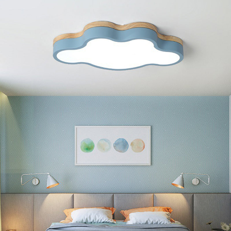CloudLight – Lampada da soffitto LED in acrilico a forma di nuvola con tettuccio in legno