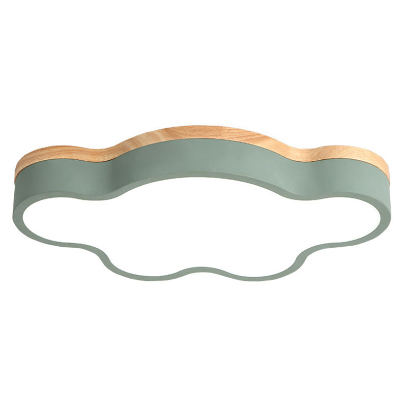 CloudLight – Candeeiro de Teto LED Nuvem Acrílica com Pala de Madeira