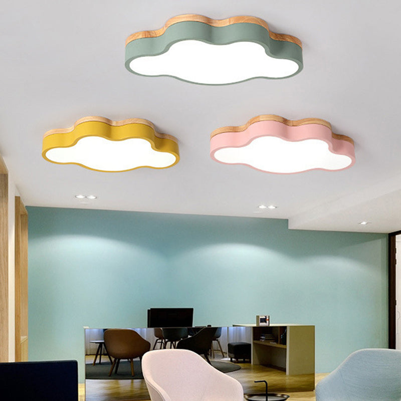 CloudLight – Lampada da soffitto LED in acrilico a forma di nuvola con tettuccio in legno