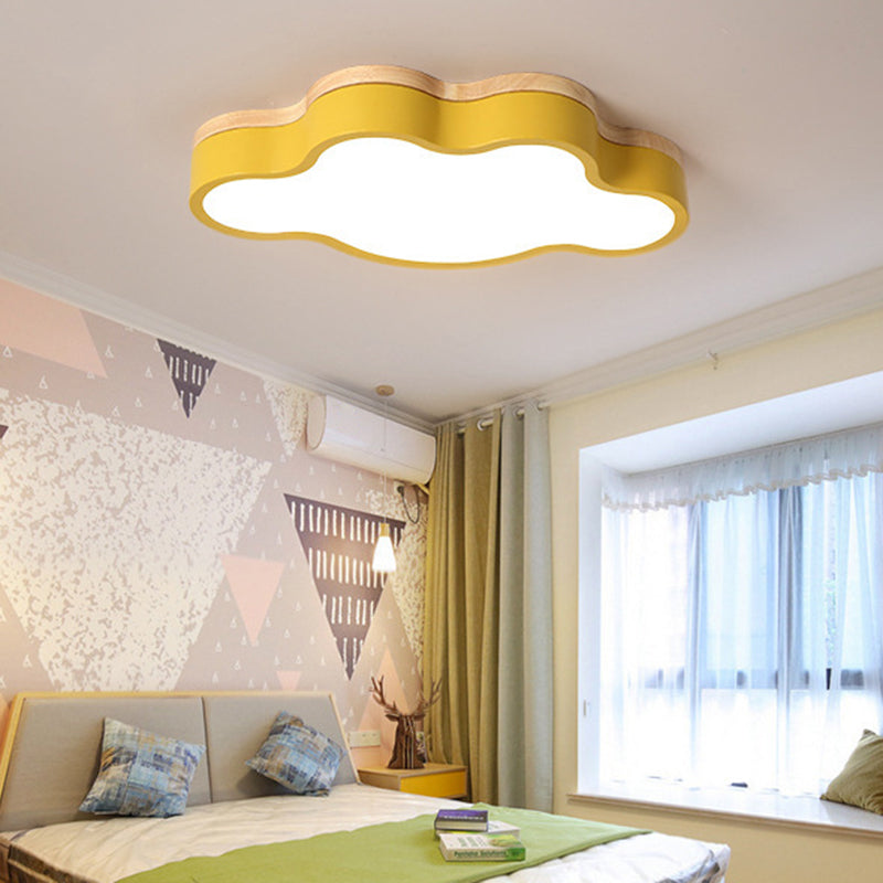 CloudLight – Lampada da soffitto LED in acrilico a forma di nuvola con tettuccio in legno