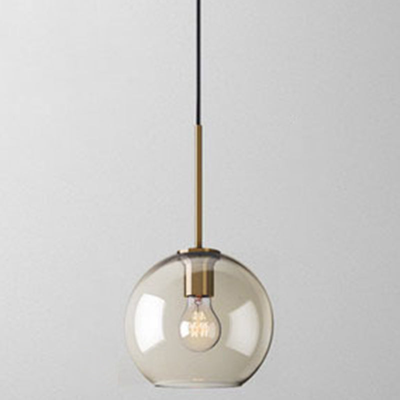 Lampada a sospensione vetro cognac moderna minimalista 1 luce illuminazione per tavolo da pranzo