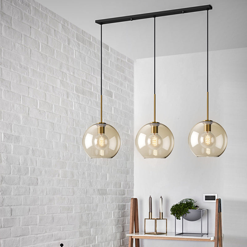 Lampada a sospensione vetro cognac moderna minimalista 1 luce illuminazione per tavolo da pranzo
