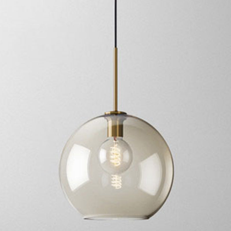 Lampada a sospensione vetro cognac moderna minimalista 1 luce illuminazione per tavolo da pranzo