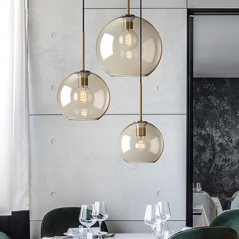 Lampada a sospensione vetro cognac moderna minimalista 1 luce illuminazione per tavolo da pranzo
