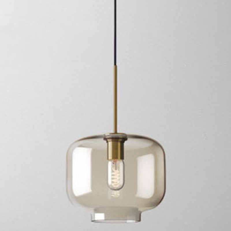 Lampada a sospensione vetro cognac moderna minimalista 1 luce illuminazione per tavolo da pranzo