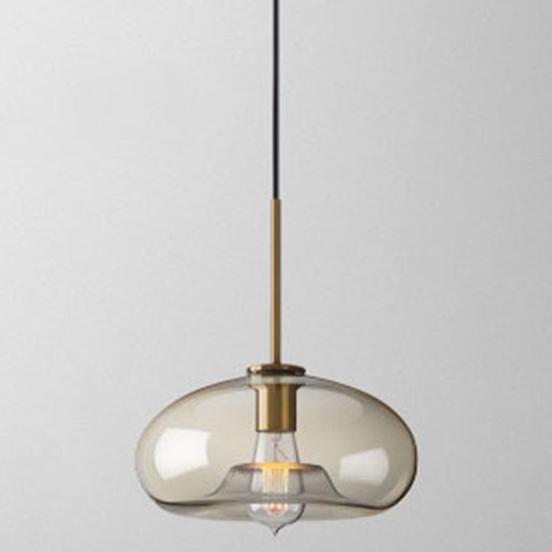 Lampada a sospensione vetro cognac moderna minimalista 1 luce illuminazione per tavolo da pranzo