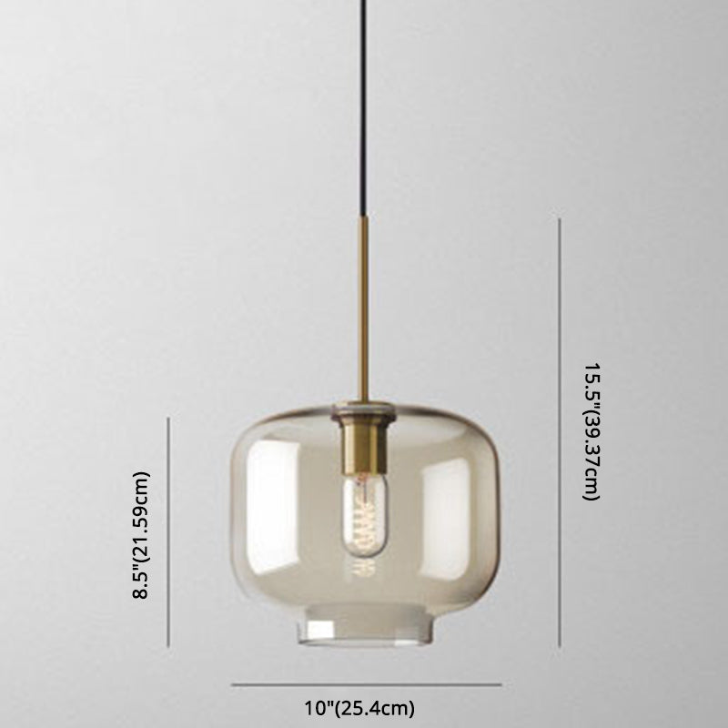 Lampada a sospensione vetro cognac moderna minimalista 1 luce illuminazione per tavolo da pranzo