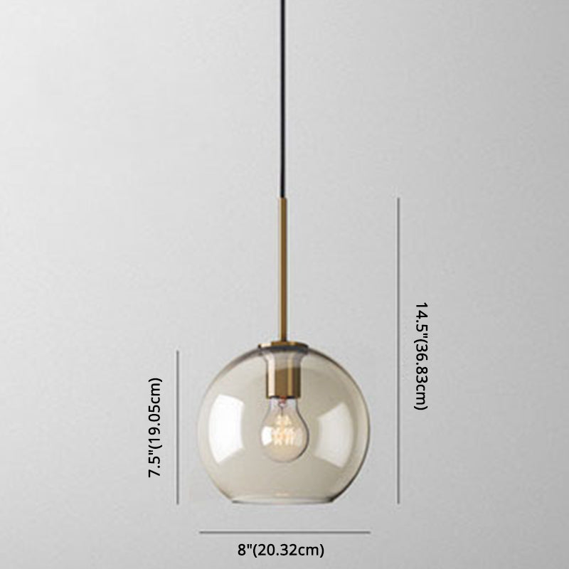 Lampada a sospensione vetro cognac moderna minimalista 1 luce illuminazione per tavolo da pranzo