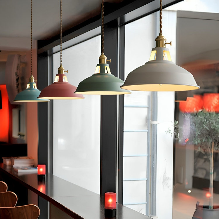 Lampada a sospensione industriale retrò in metallo a 1 luce per ristorante