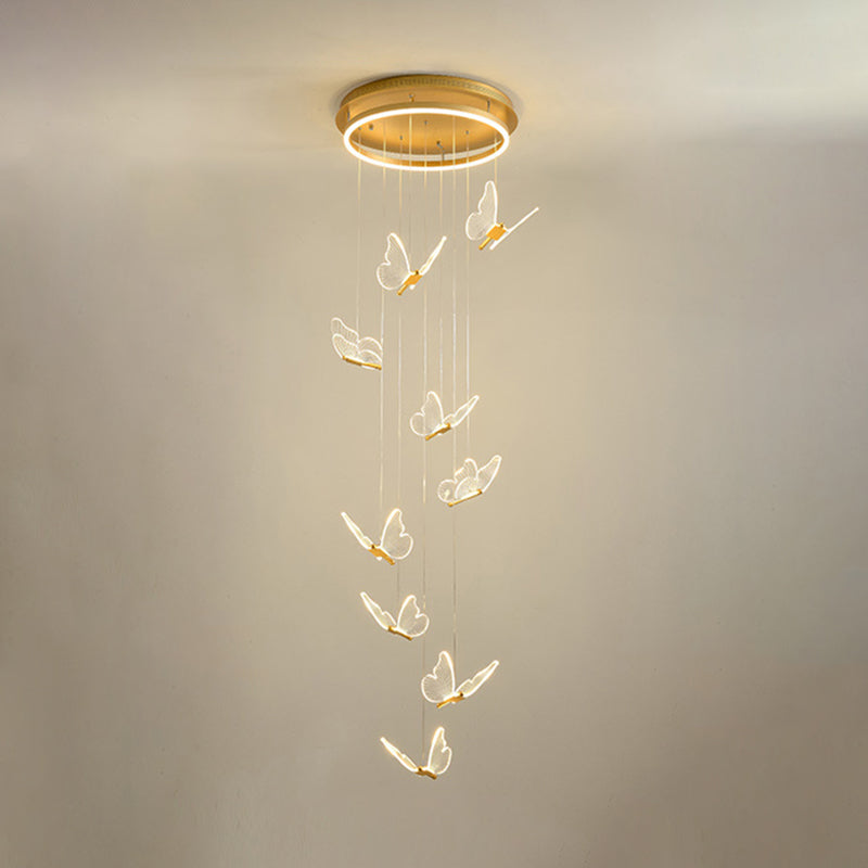 Lampada a sospensione a spirale LED lucida in oro