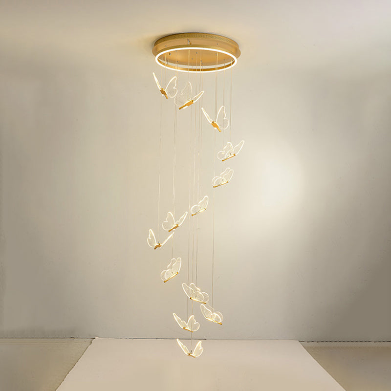 Lampada a sospensione a spirale LED lucida in oro