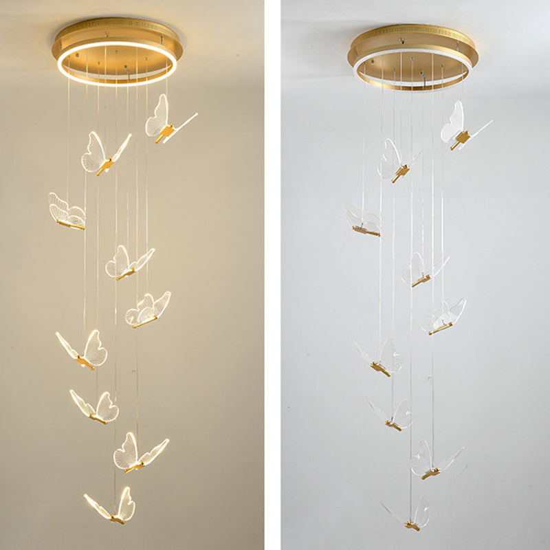 Lampada a sospensione a spirale LED lucida in oro
