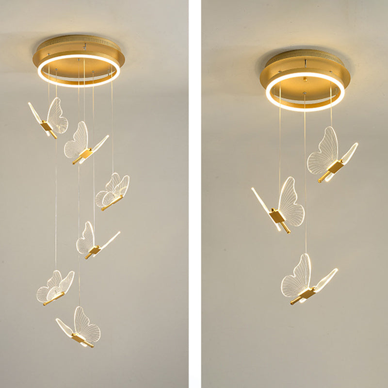 Lampada a sospensione a spirale LED lucida in oro