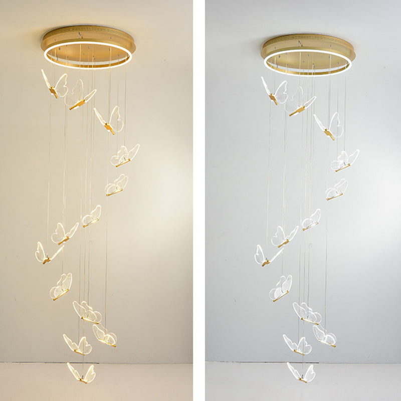 Lampada a sospensione a spirale LED lucida in oro