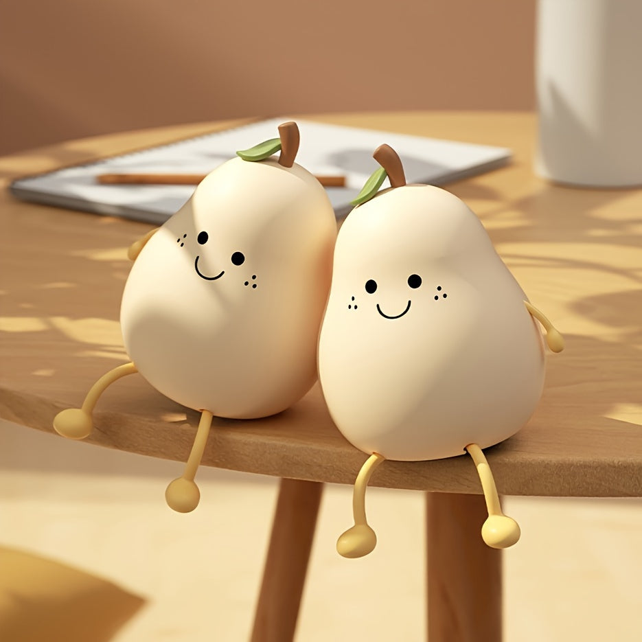 PearGlow - USB Rechargeable Pear-Shaped LED Desk Lamp with Dimmable Features