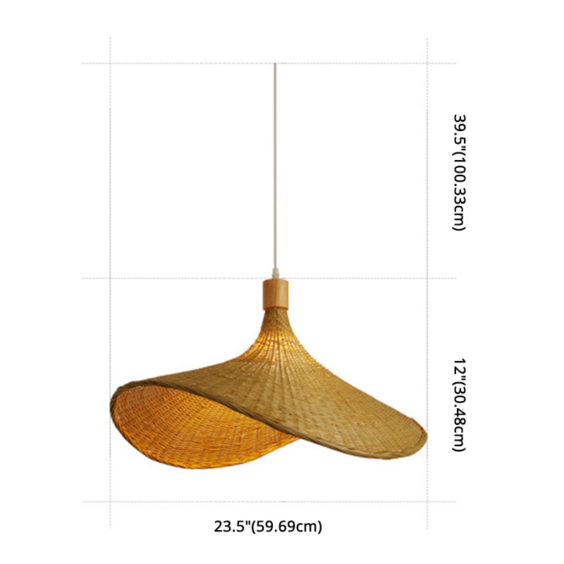 Kit di Lampada a Sospensione Beige in Rattan - Lampada da Soffitto a 1 Luce in Stile Asiatico per Tavolo da Pranzo