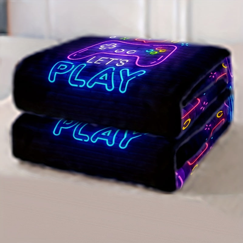 Coperta da Gamer - Coperta Morbida e Calda in Flanella con Design Neon Controller di Gioco - Regalo Perfetto per Ragazzi, Adolescenti e Gamer