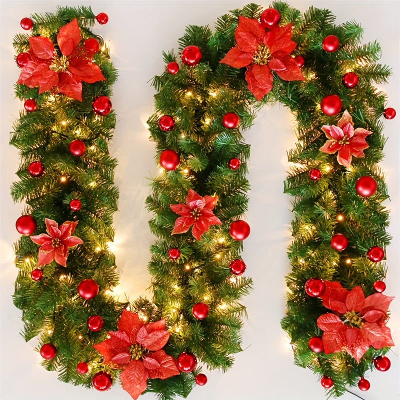 Festoon Light - 1.2m Christmas Garland with Lighting, Battery Operated