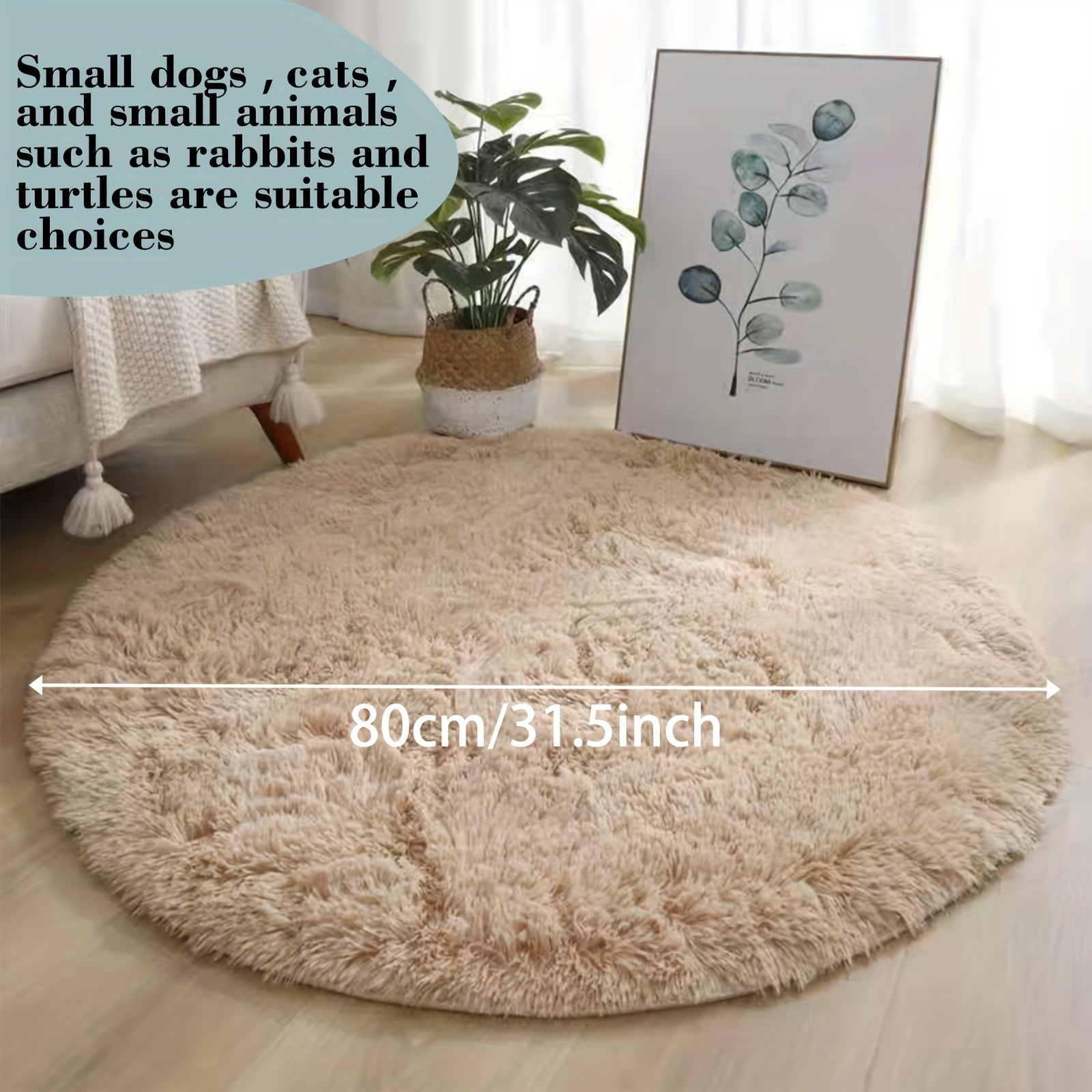 Ultramacio Tapete de Peluche para Animais de Estimação – Tapete Redondo Antiderrapante e Fofo, Impermeável e Confortável para Sala de Estar e Quarto