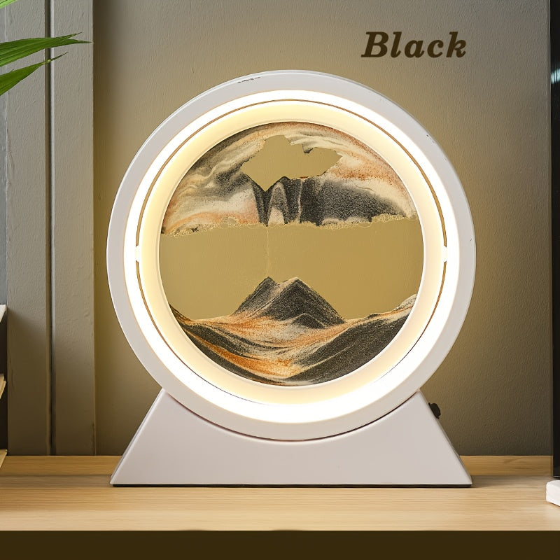 LumiSand - Lâmpada de Mesa LED com Quadro de Areia Móvel 3D, Cena de Areia em Vidro, Luz Noturna, Decoração Romântica para Casa