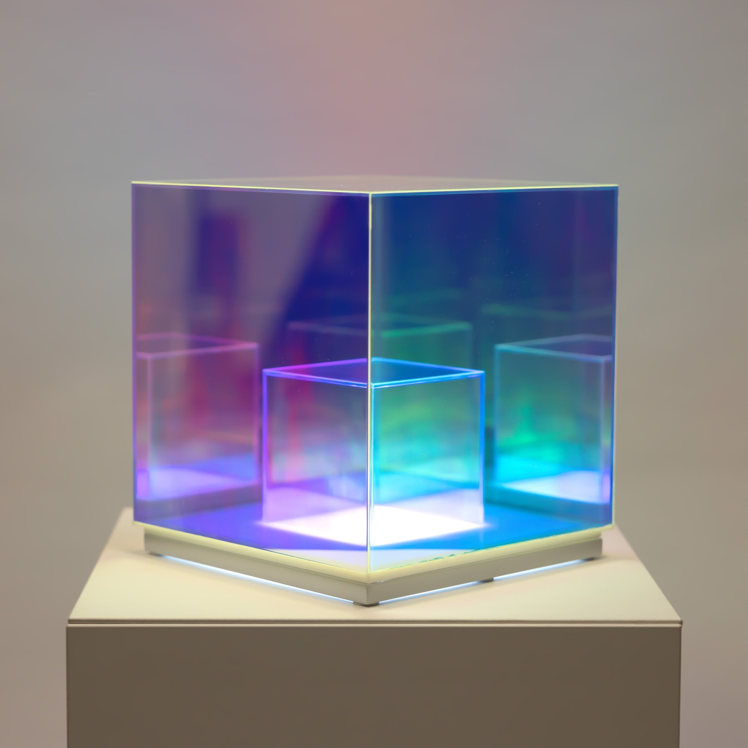 Candeeiro de Mesa Cubo Concêntrico Iluminação Moderna