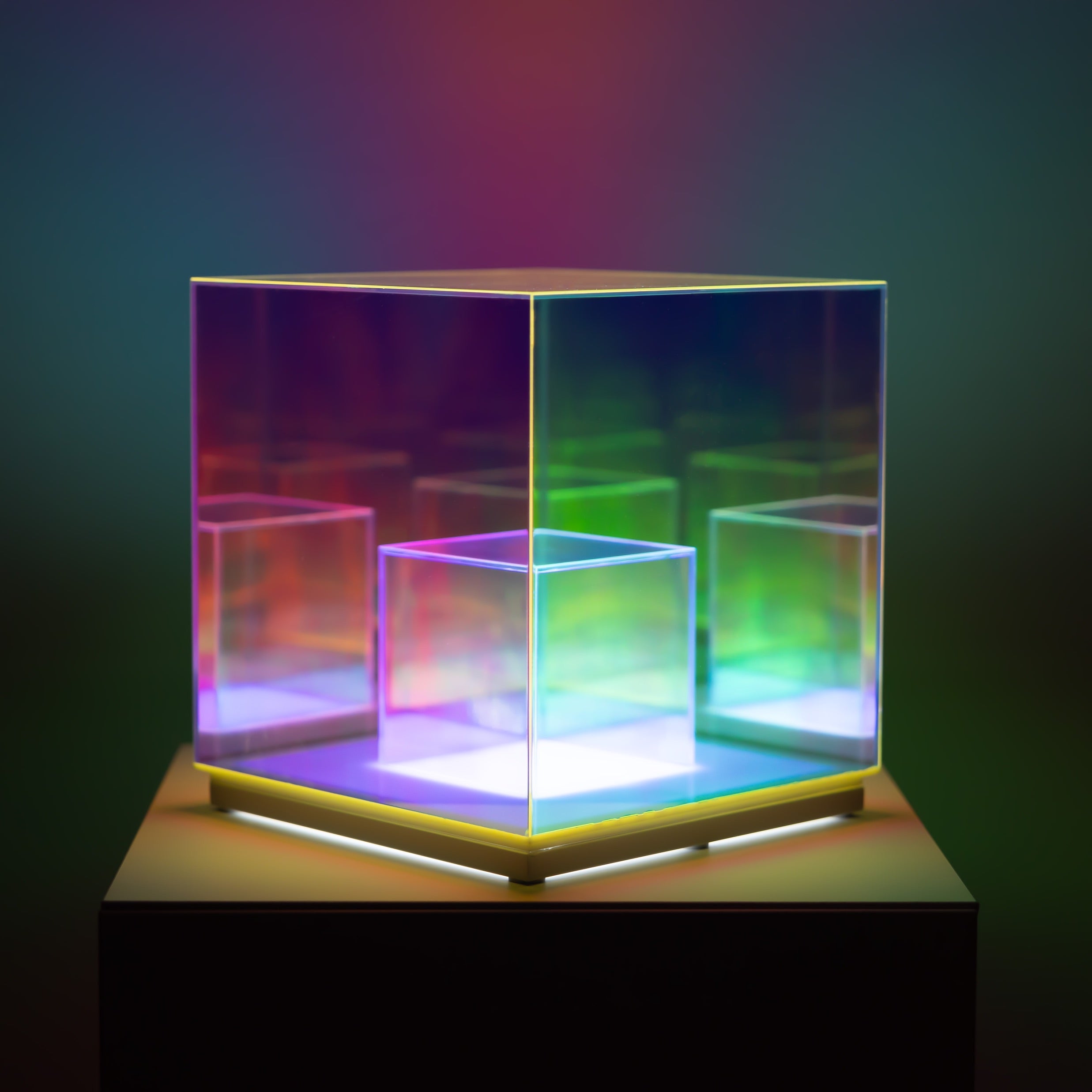 Candeeiro de Mesa Cubo Concêntrico Iluminação Moderna