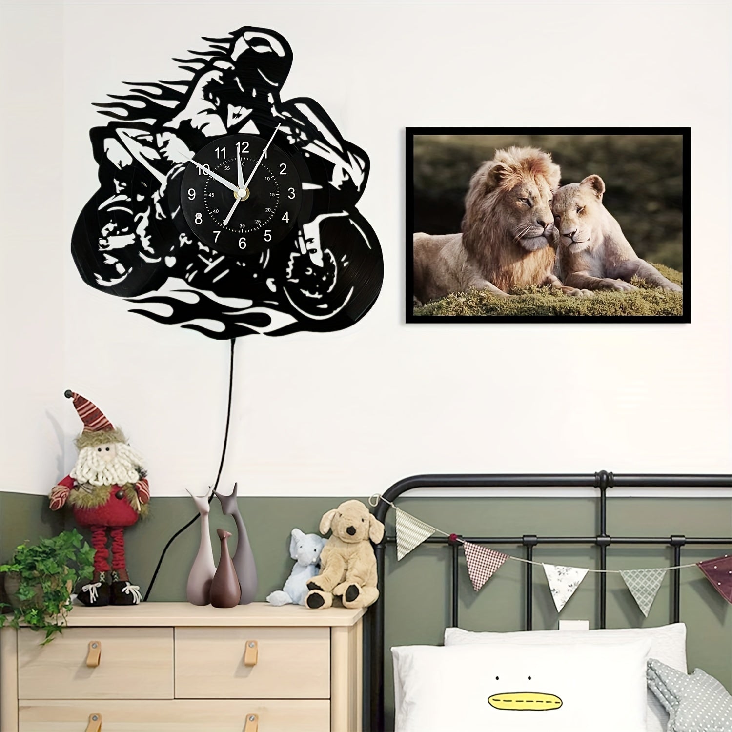 Vinyl Record Wandklok - Motor Thema, Stil, Voor Woonkamer en Kantoor Decoratie