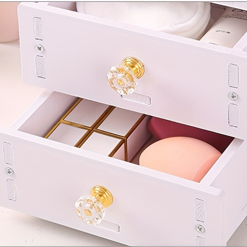 Make-up Spiegel met Lade – 360° Draaibaar, Cosmetica Opbergdoos Met Spiegel, Kattenoren Ontwerp